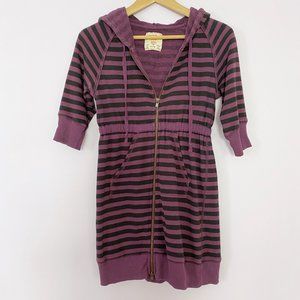 Free People Black & Purple Striped Hoodie Size XS